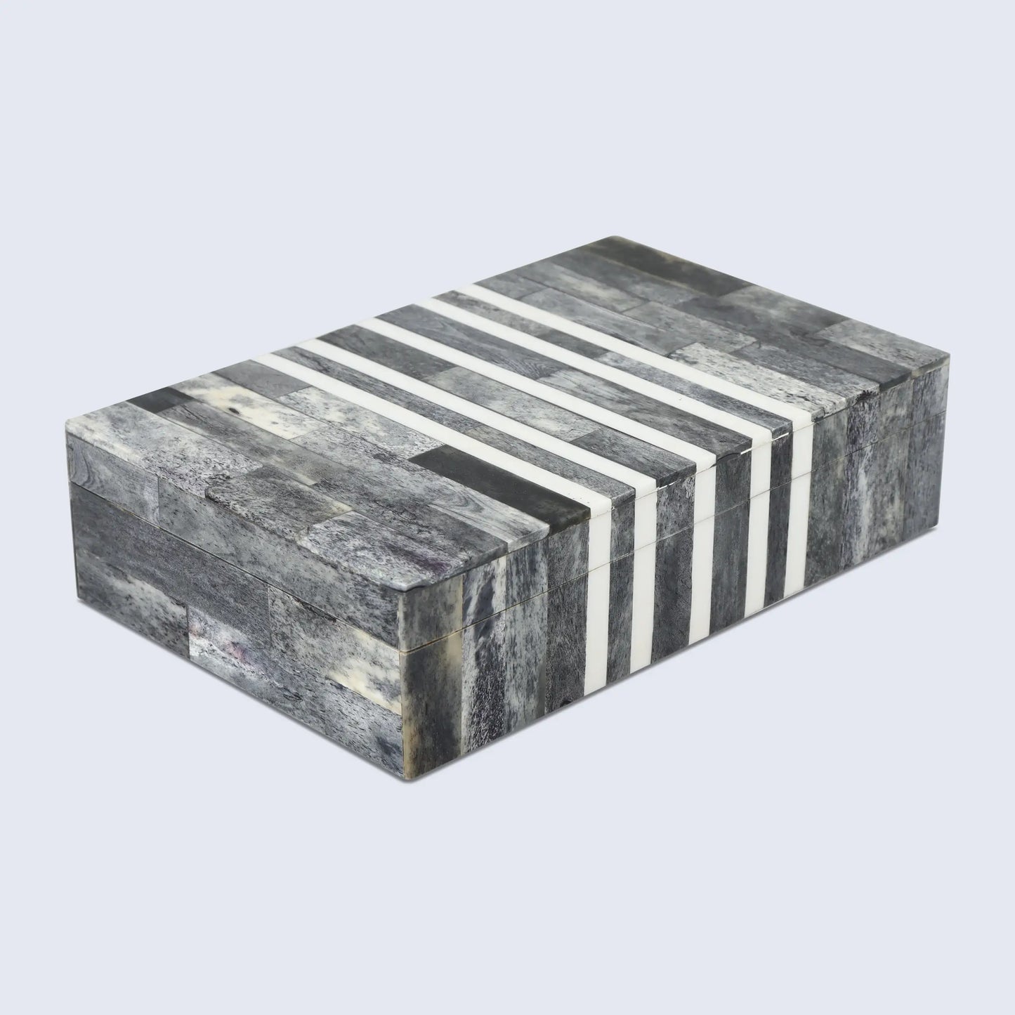 Decorative Storage Box Patisserie Cafe Bone & Resin Inlay, Grey - 7 Sizes