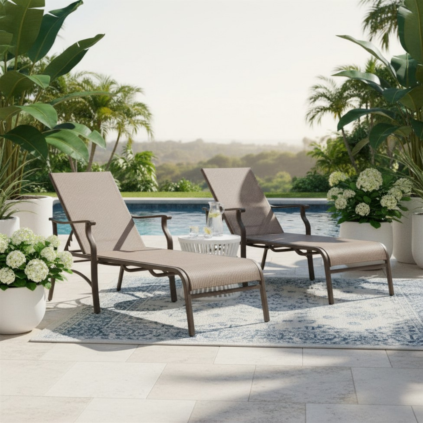The Trevi Textilene Outdoor Chaise Lounge - Set of Two