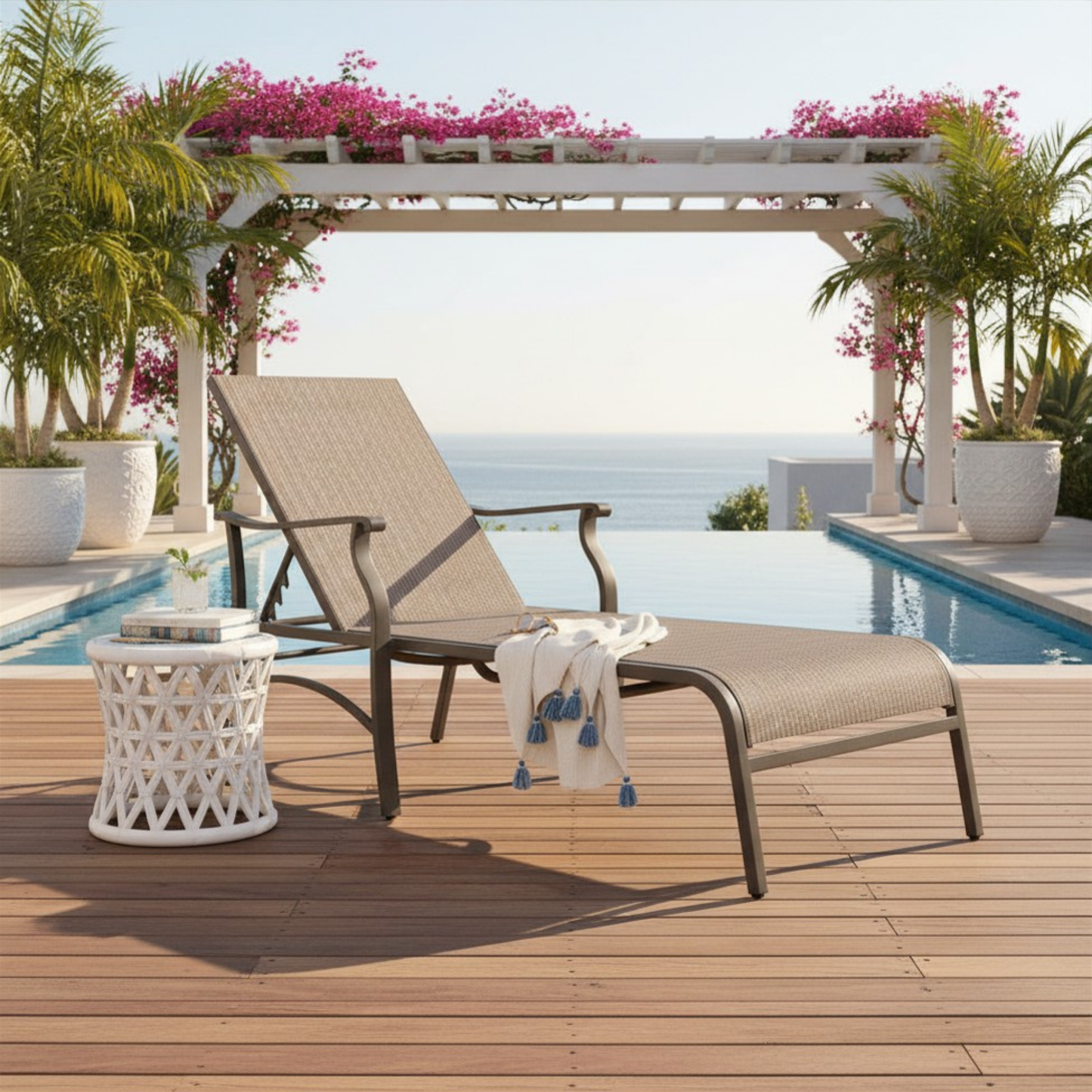 The Trevi Textilene Outdoor Chaise Lounge - Set of Two