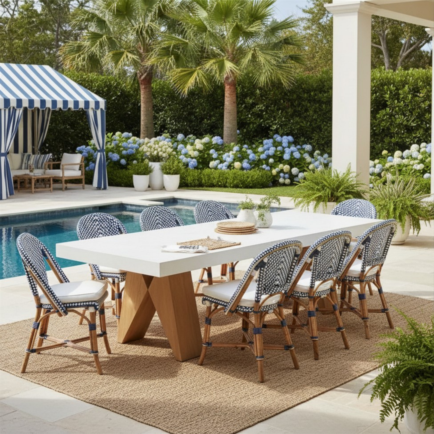 Clip 87 in Concrete White Outdoor Dining Table