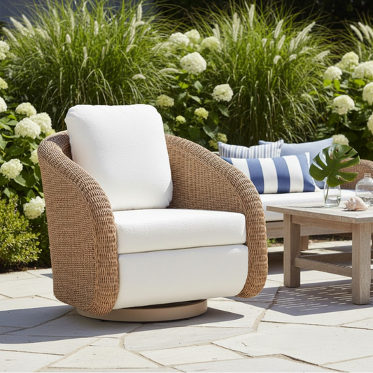 Solara Olefin Fabric Swivel Outdoor Accent Chair