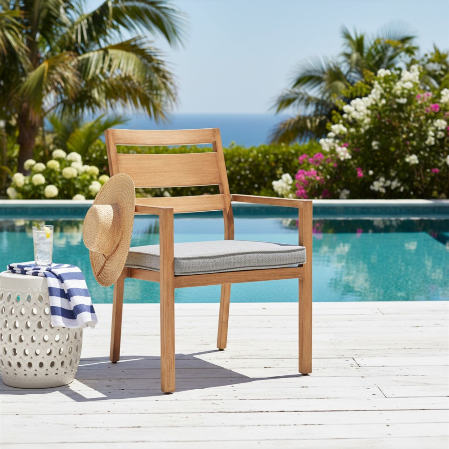 Rader Olefin Fabric Outdoor Dining Chair 2PC