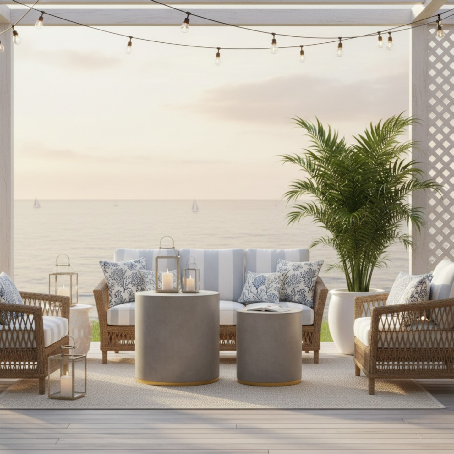 Linea Ring Accent Table Set – Gold Outdoor End Tables