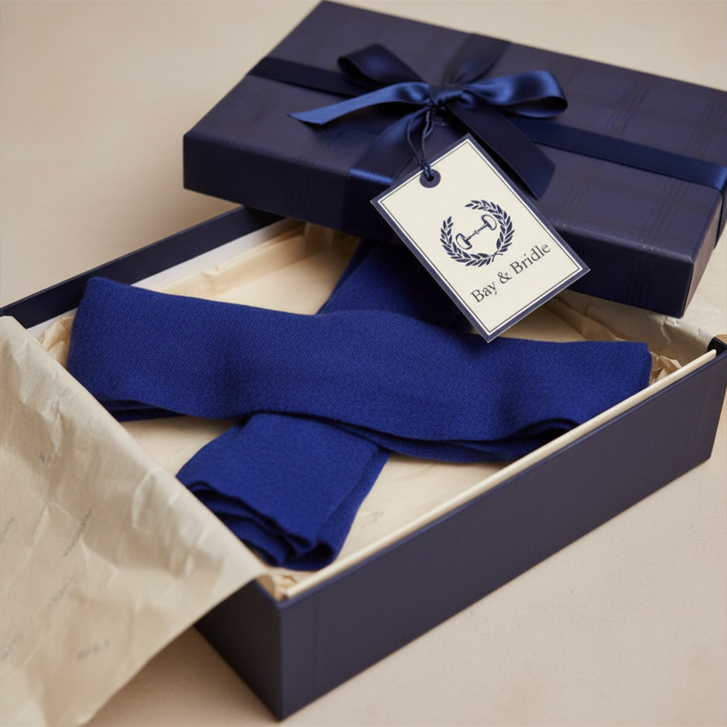The Hampton Brunch Cobalt Blue Large Cashmere Plain Stole