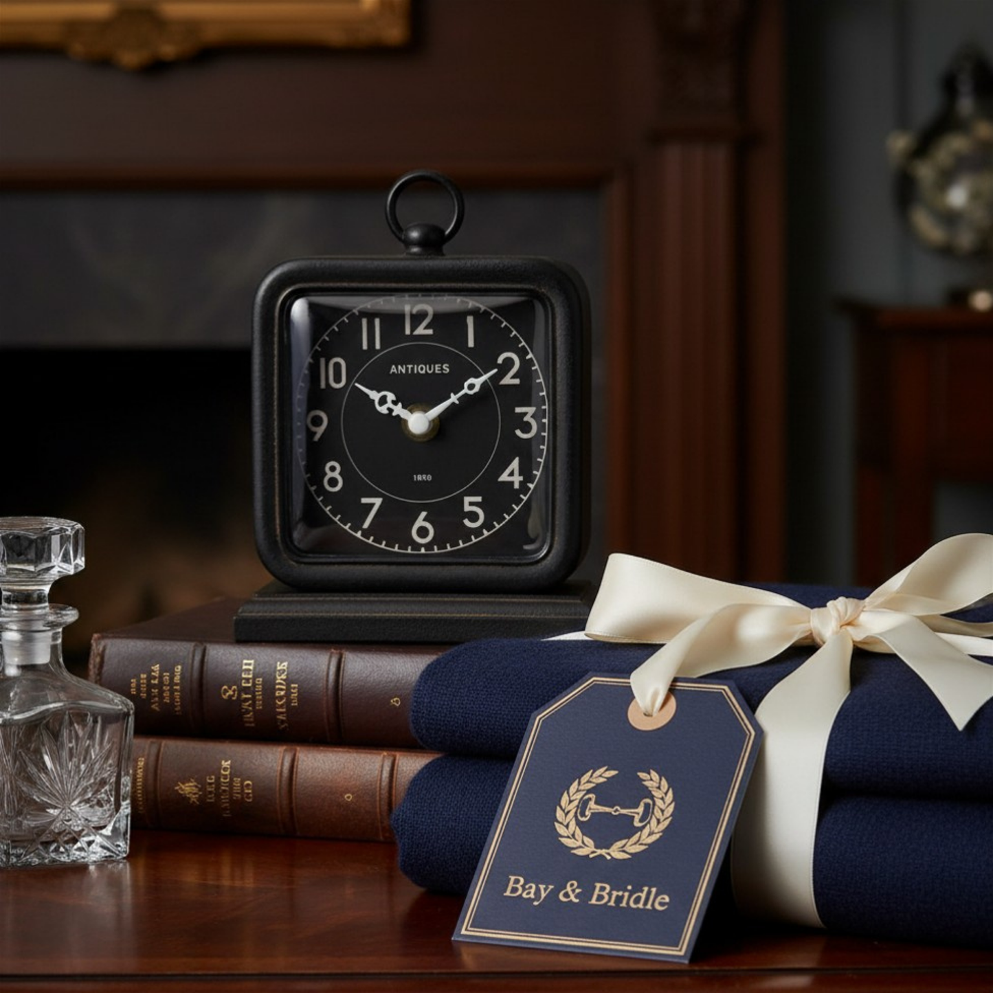 Vintage-Style Pewter Table Clock