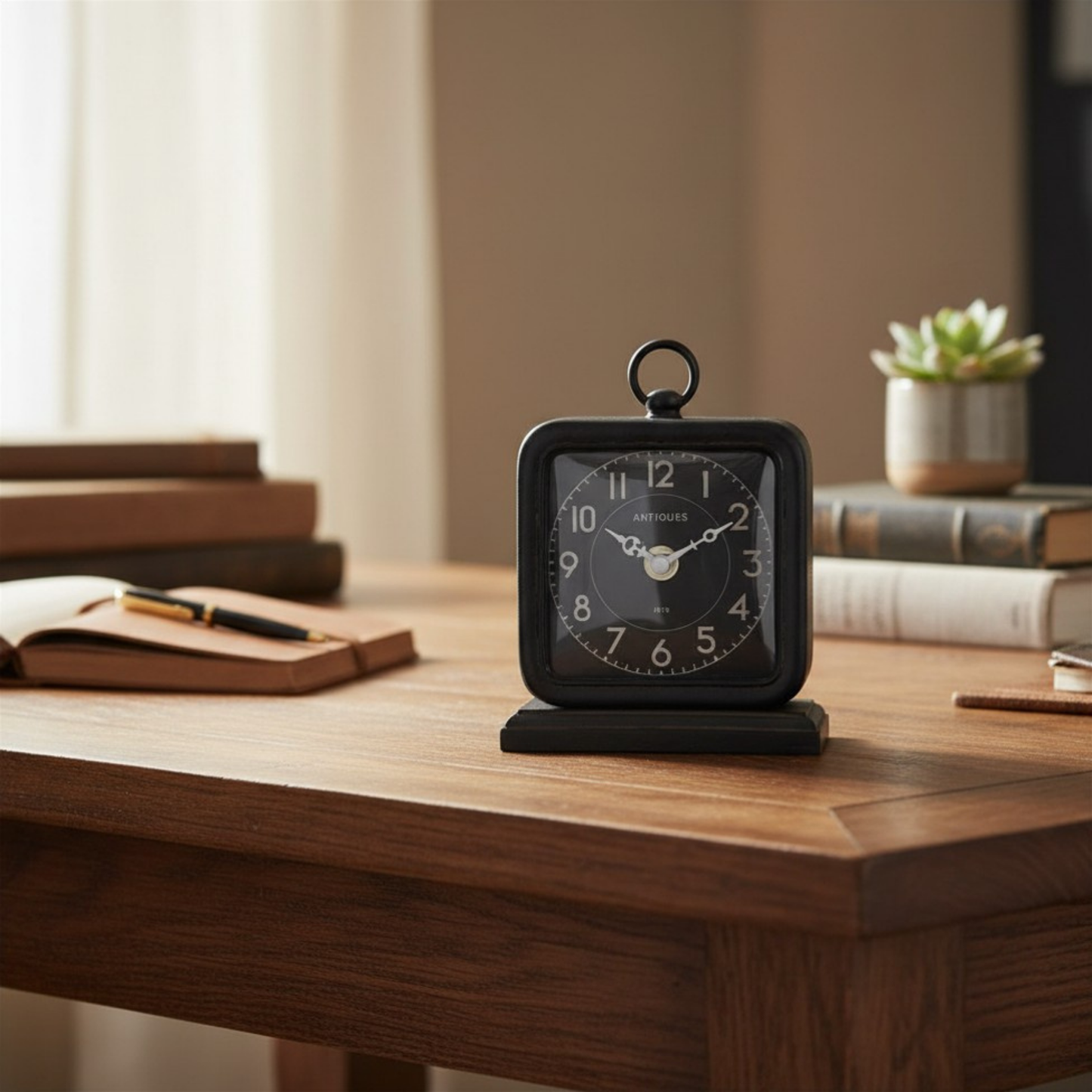 Vintage-Style Pewter Table Clock