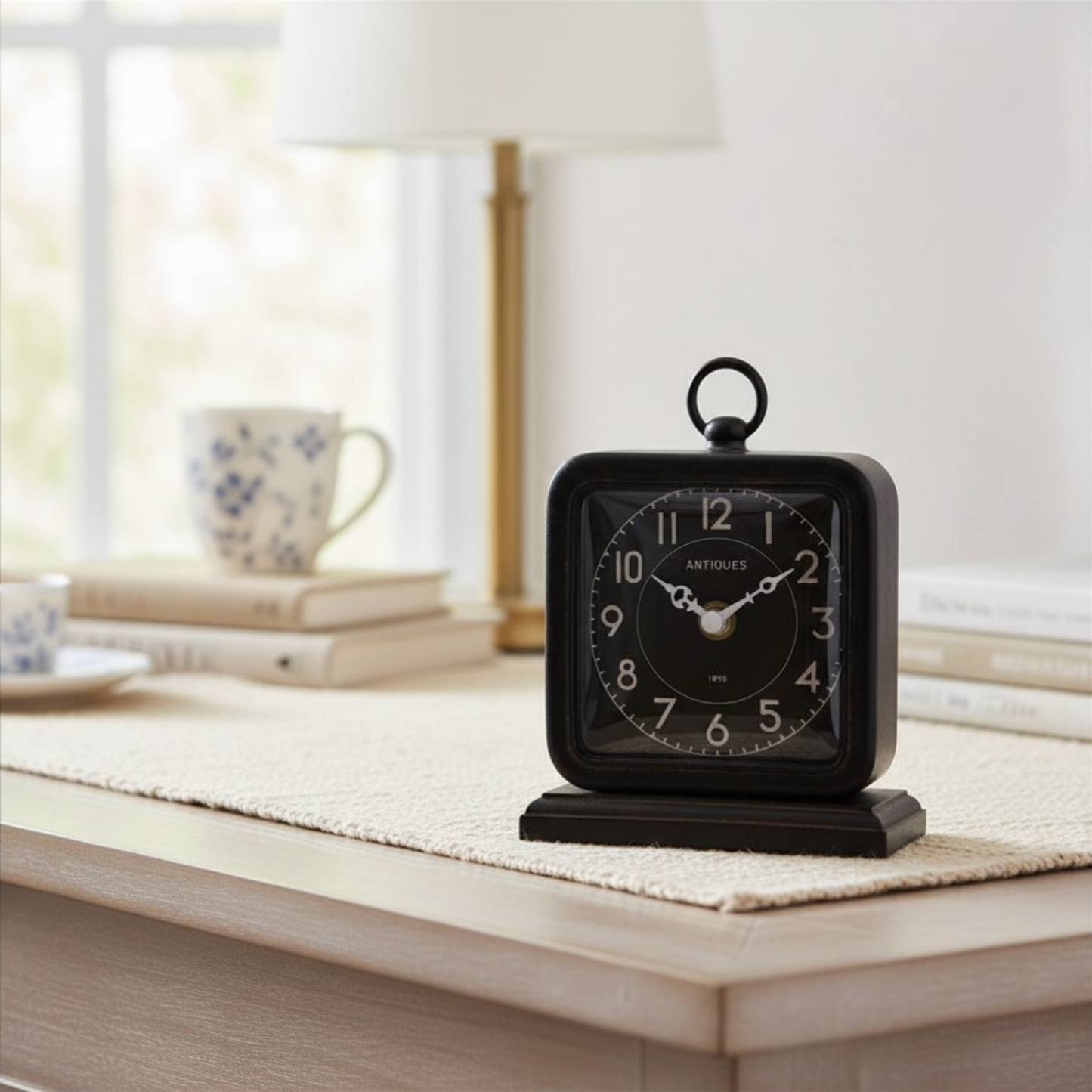 Vintage-Style Pewter Table Clock