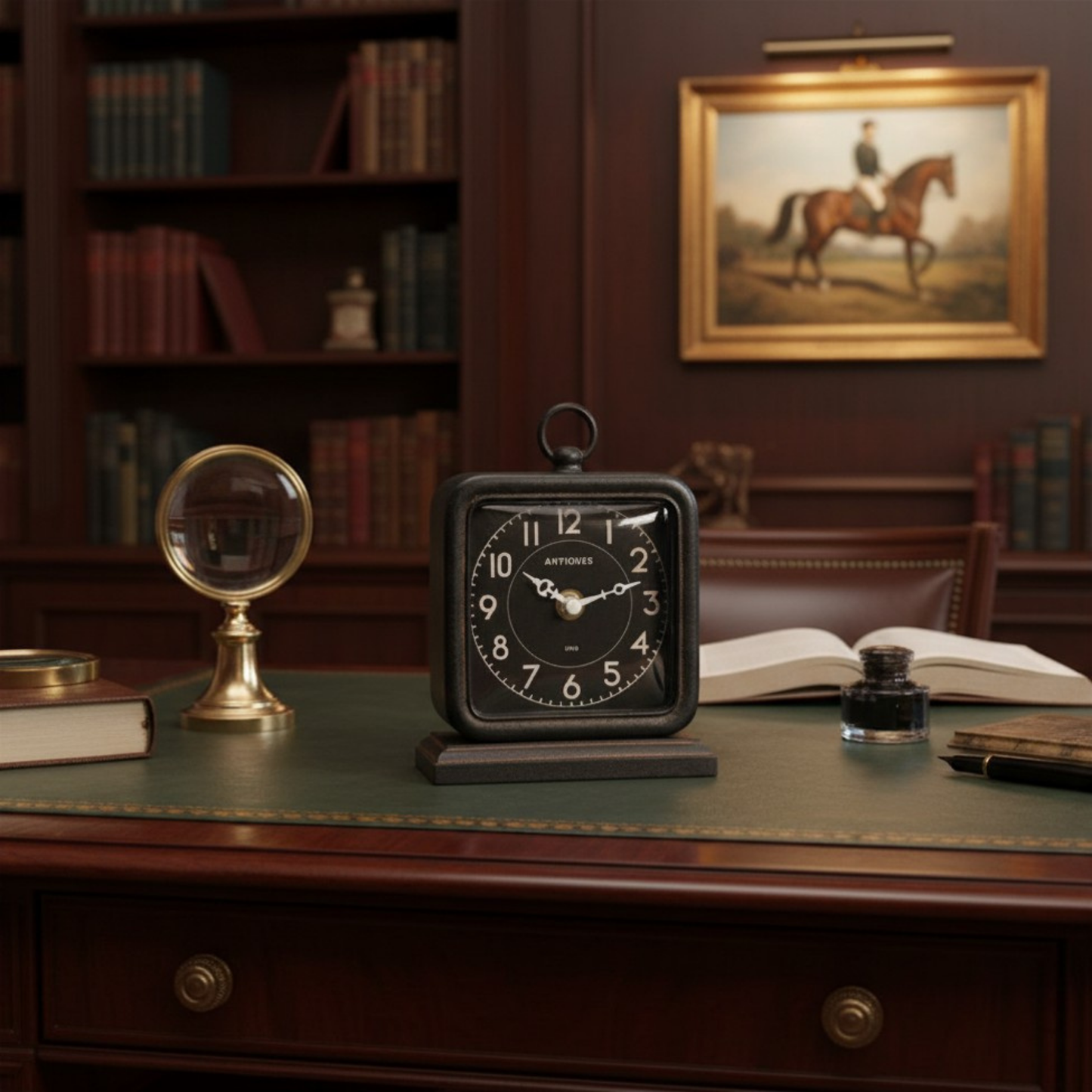 Vintage-Style Pewter Table Clock