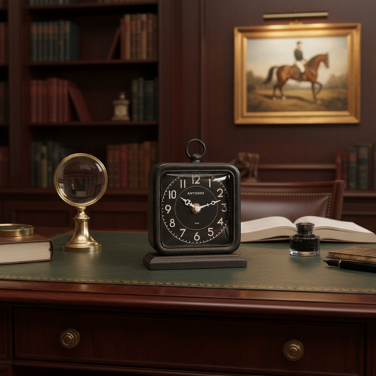 Vintage-Style Pewter Table Clock