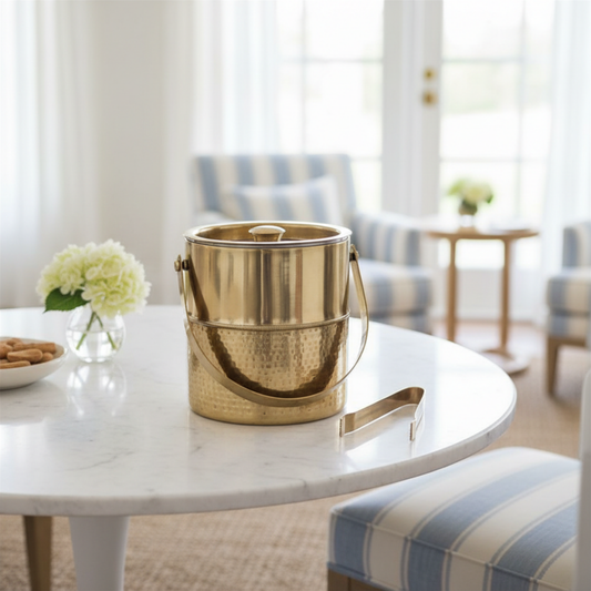Brass Champagne Ice Bucket Set with Tongs
