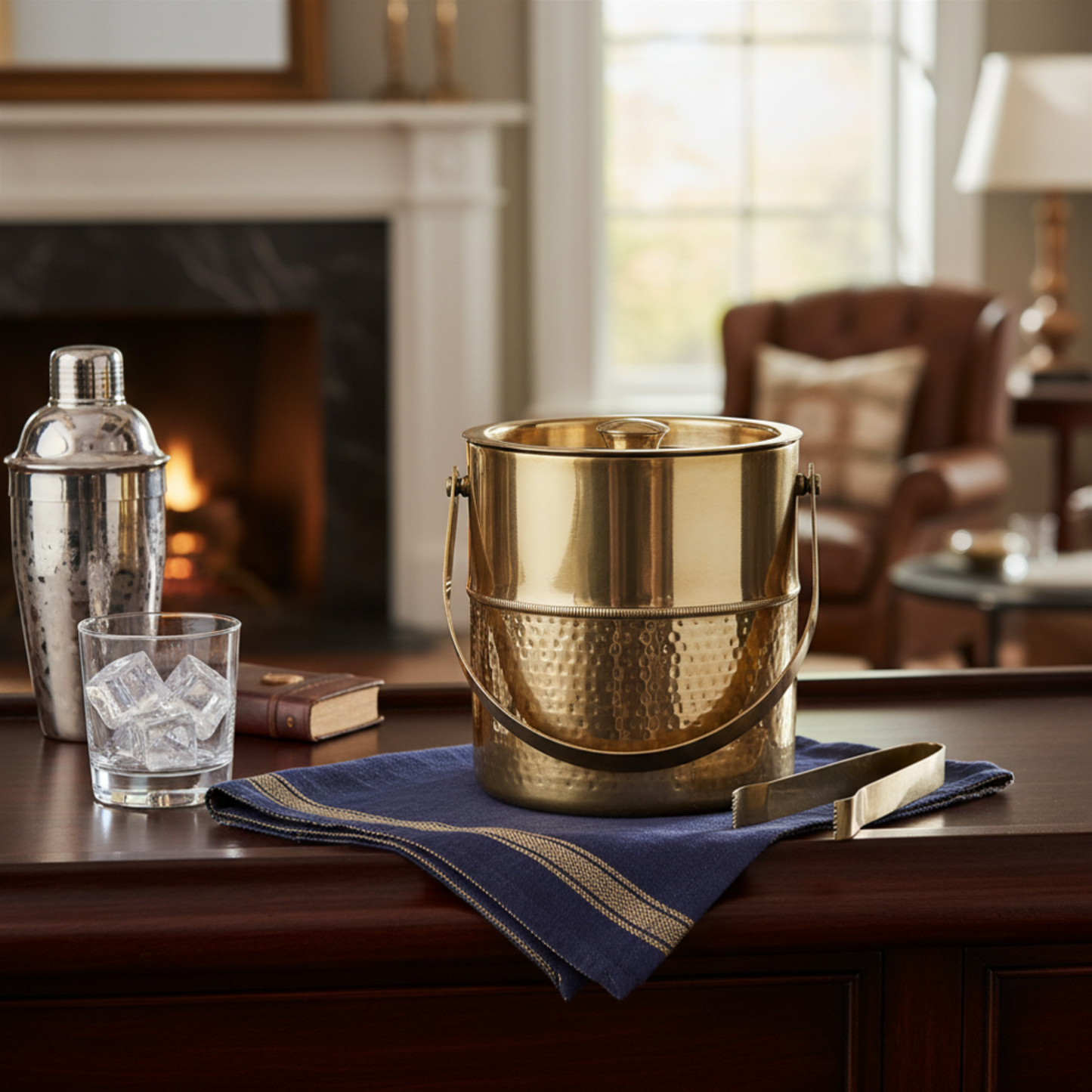 Brass Champagne Ice Bucket Set with Tongs