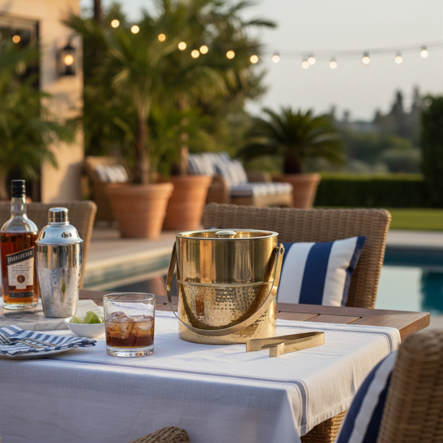 Brass Champagne Ice Bucket Set with Tongs