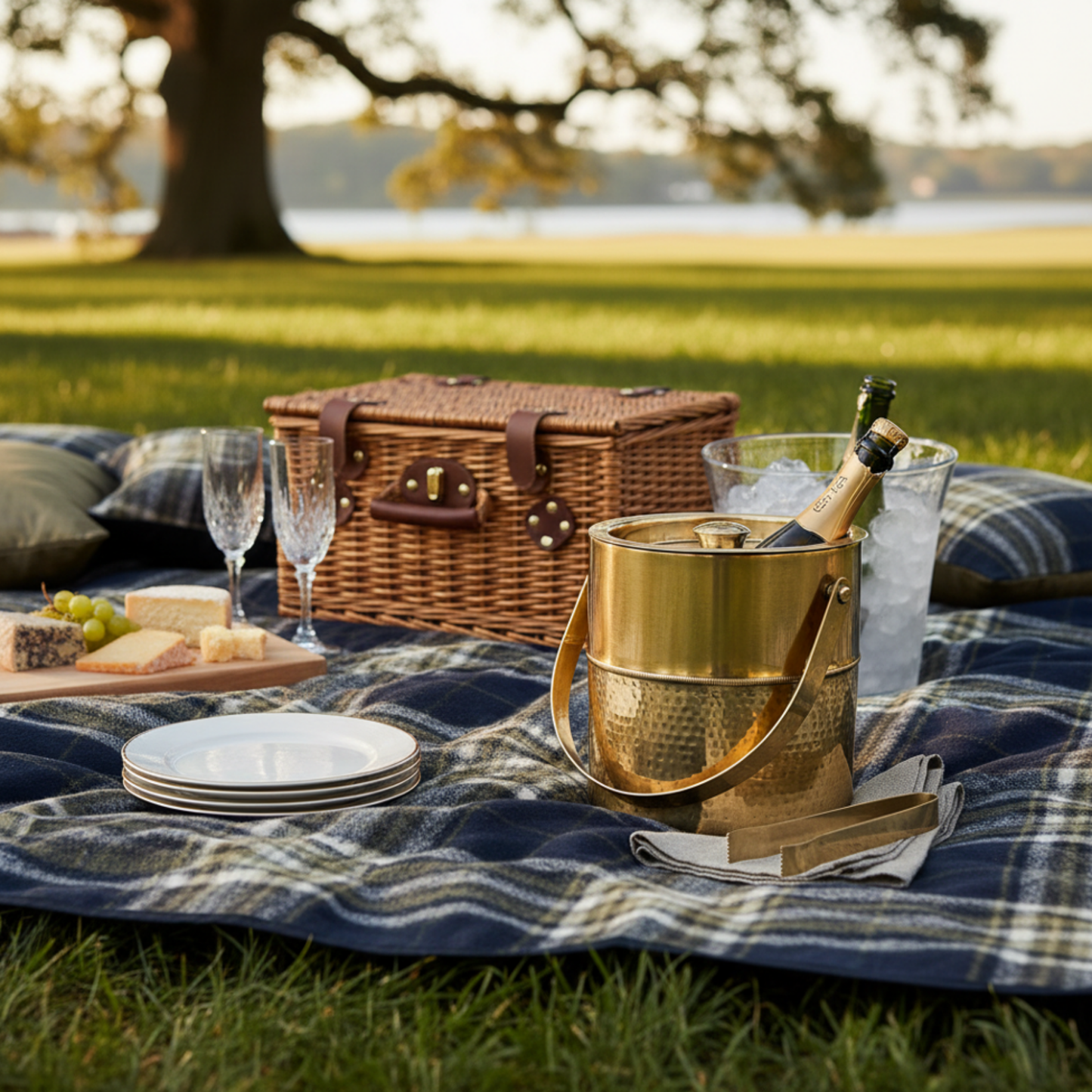 Brass Champagne Ice Bucket Set with Tongs