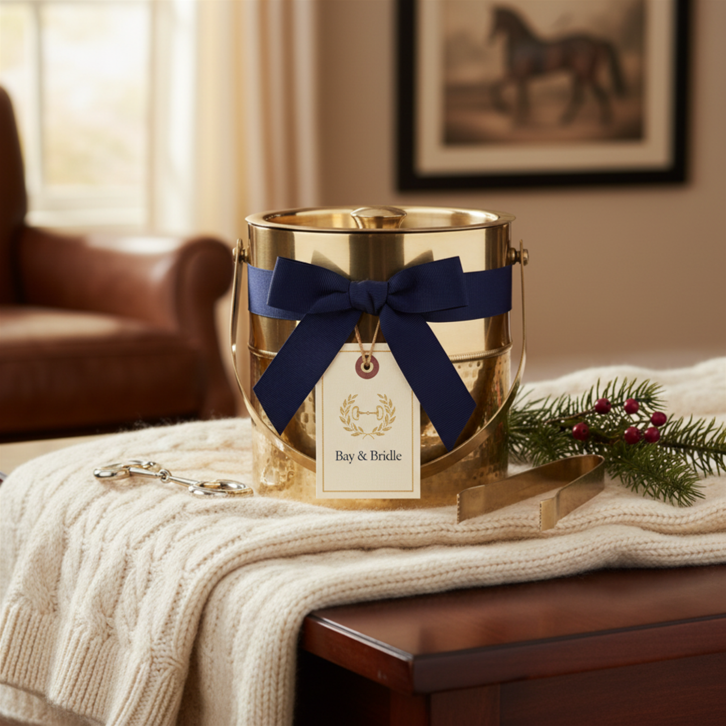 Brass Champagne Ice Bucket Set with Tongs