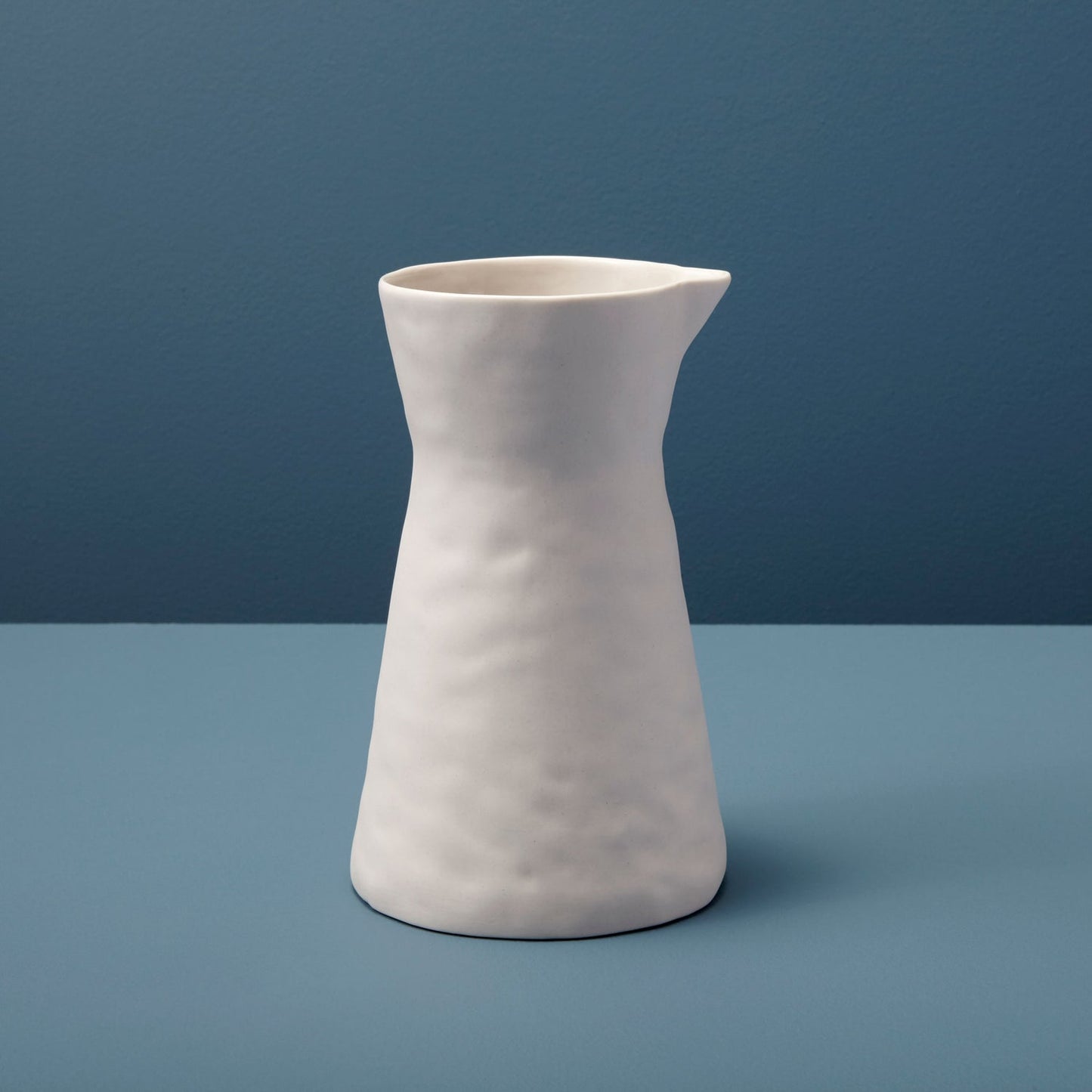 The Rugueux Stoneware Carafe Artisan Pitcher in Pearl