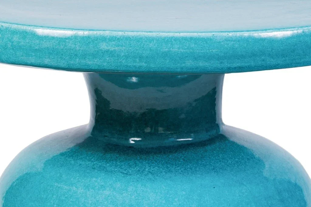 Bottle Ceramic Round Patio Accent Table