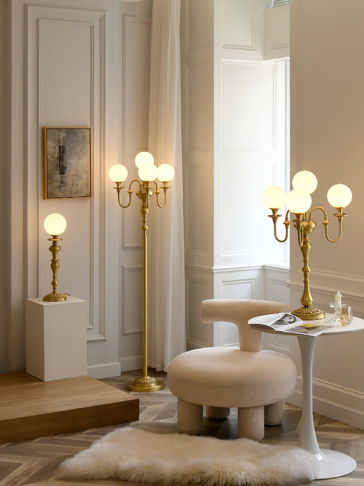 Brass Candelabra Floor Lamp 19.7"
