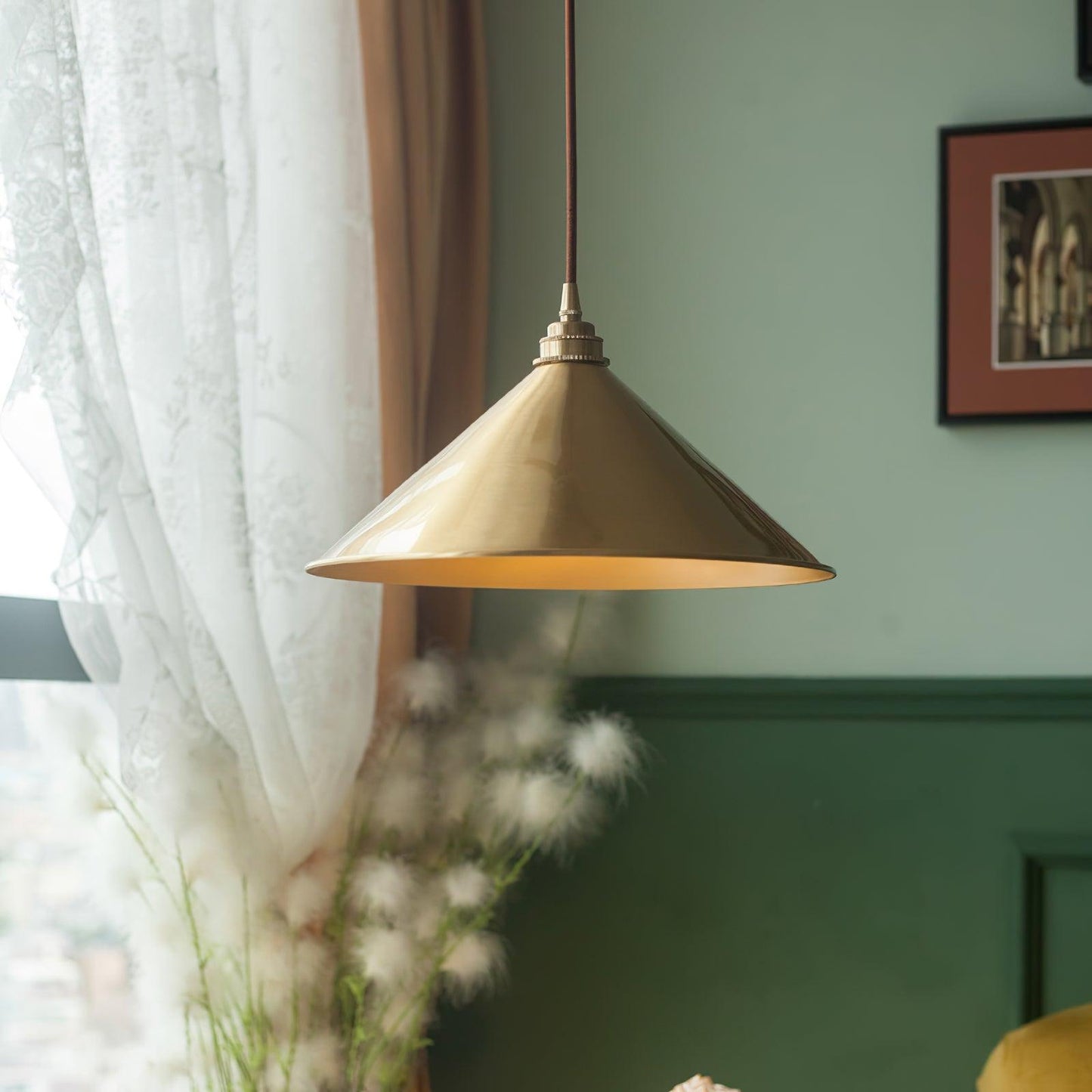 Brass Cone Pendant Light 9.4"