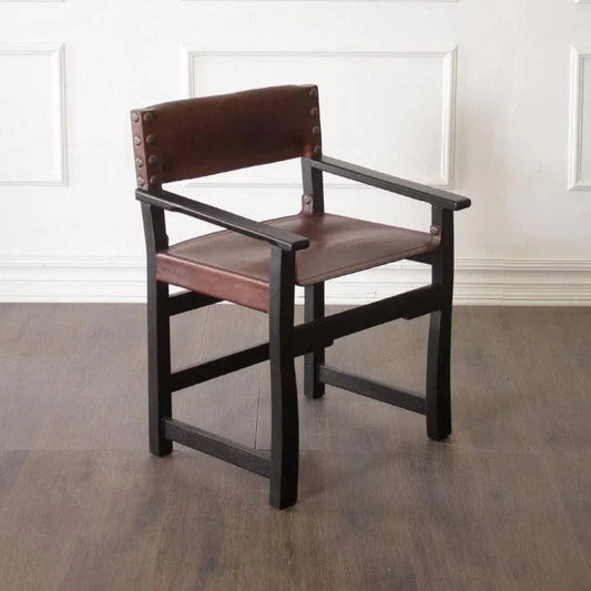 Brown Leather Dining Chair Taura With Arms