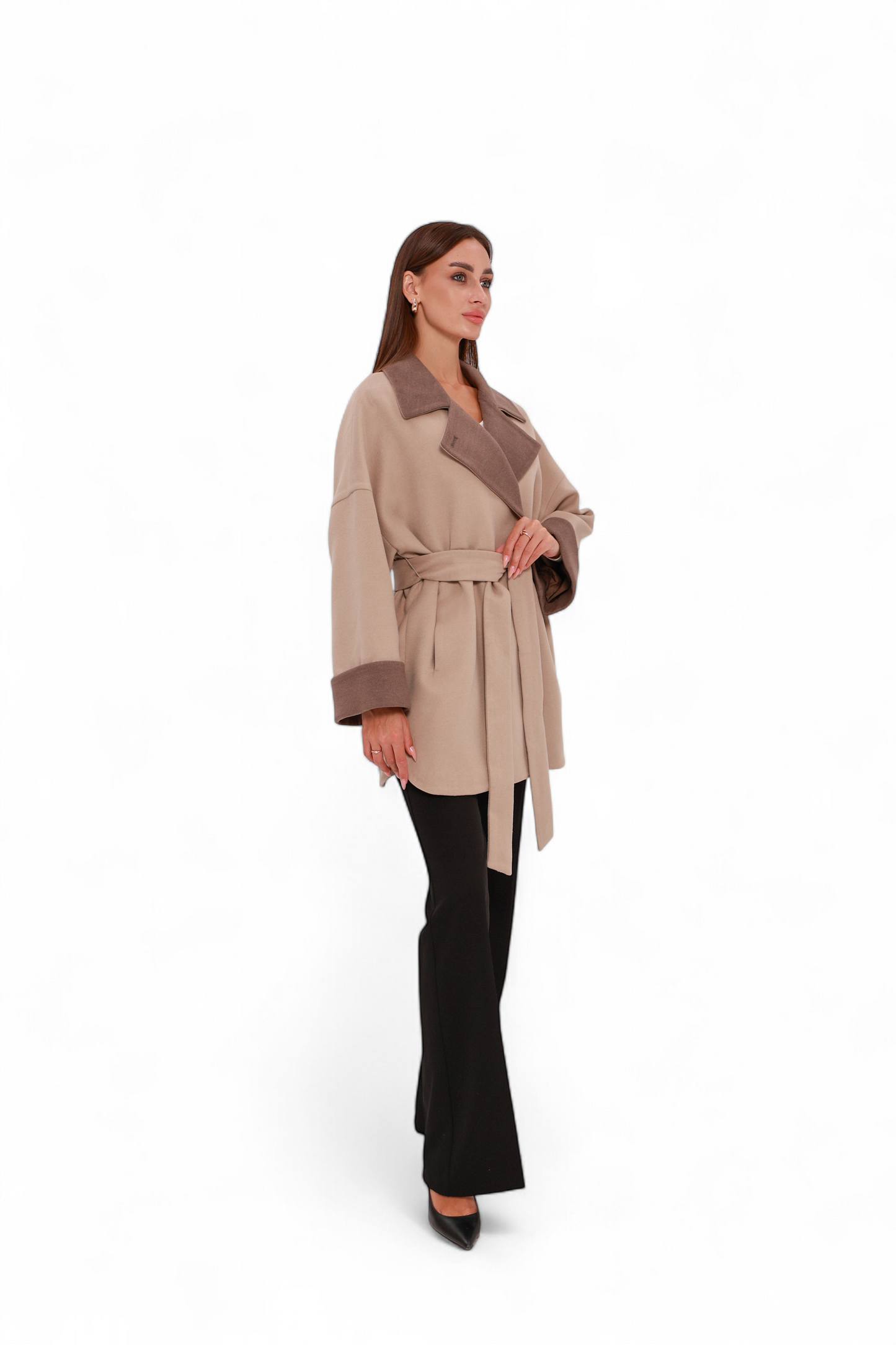 Sandro Cashmere Blend Overcoat in Beige