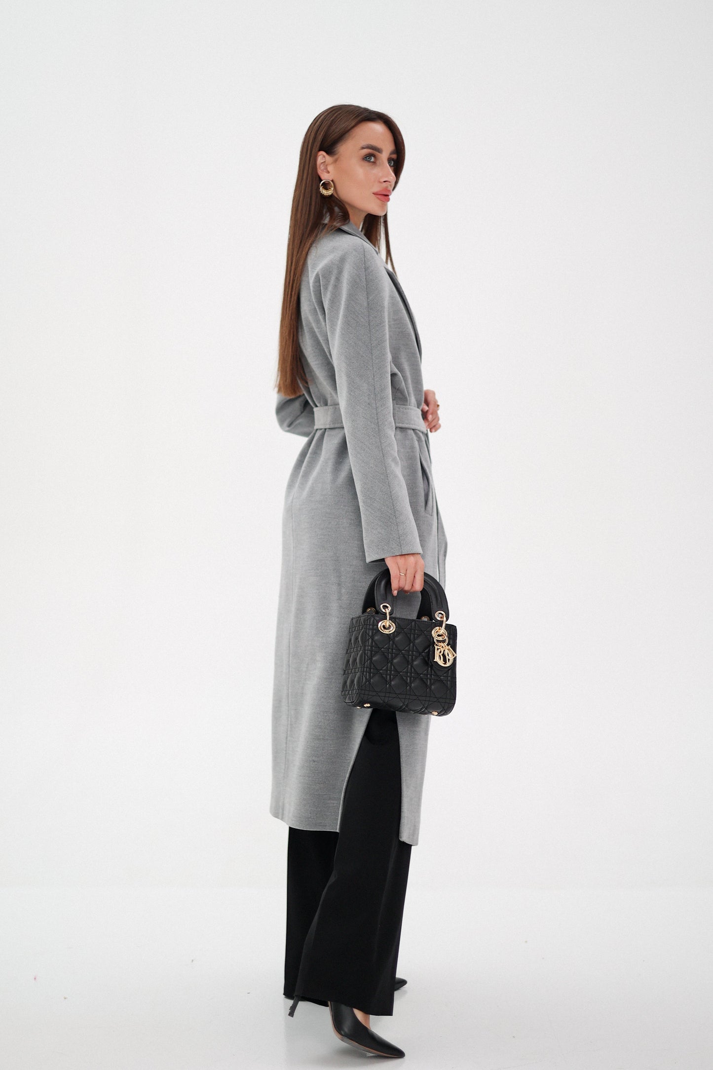 Cambridge Comfort Wraparound Wool Cashmere Coat in Dove