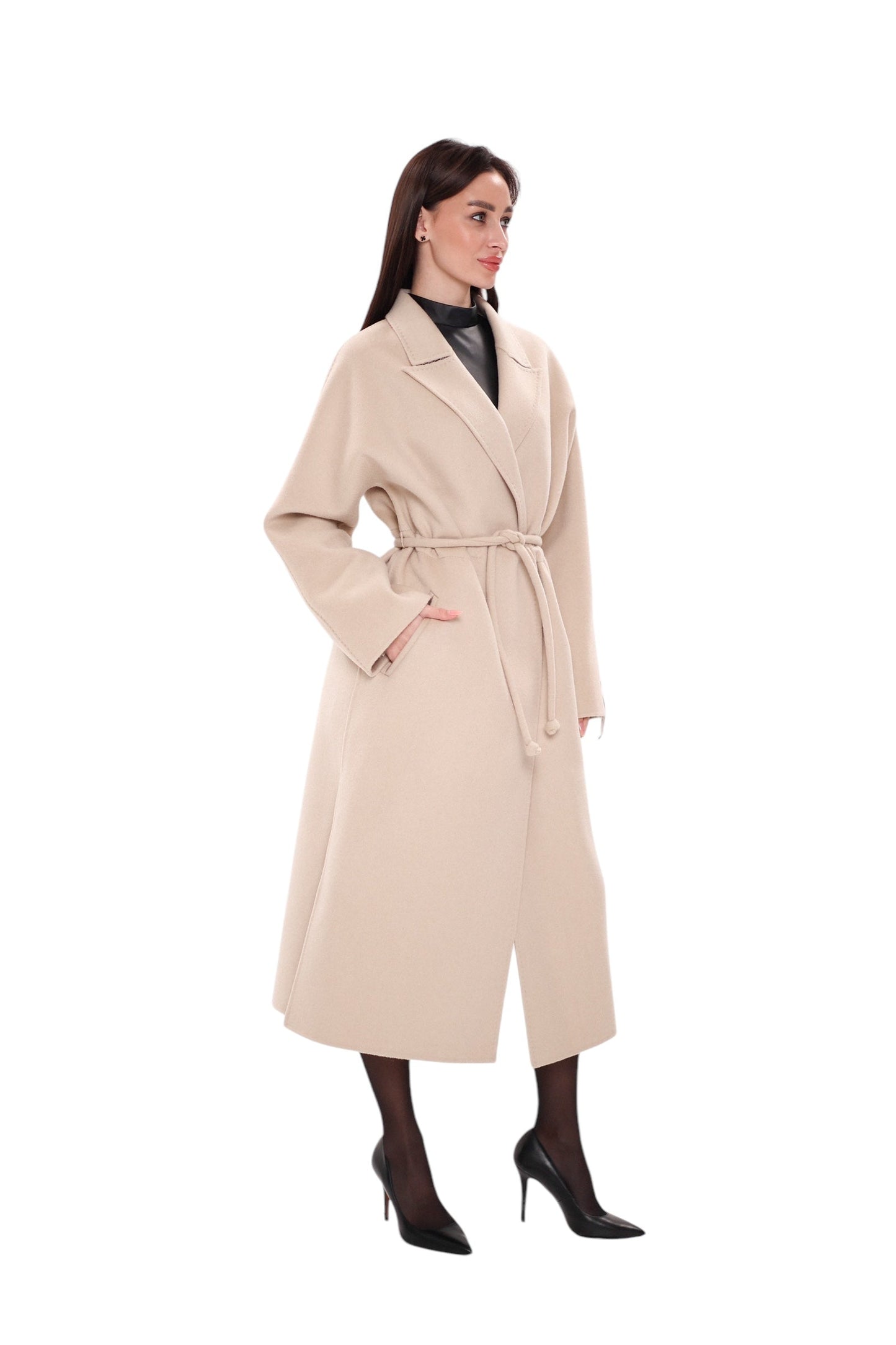 Margaret Premium Lana Wool Cashmere Coat in Royal Crème