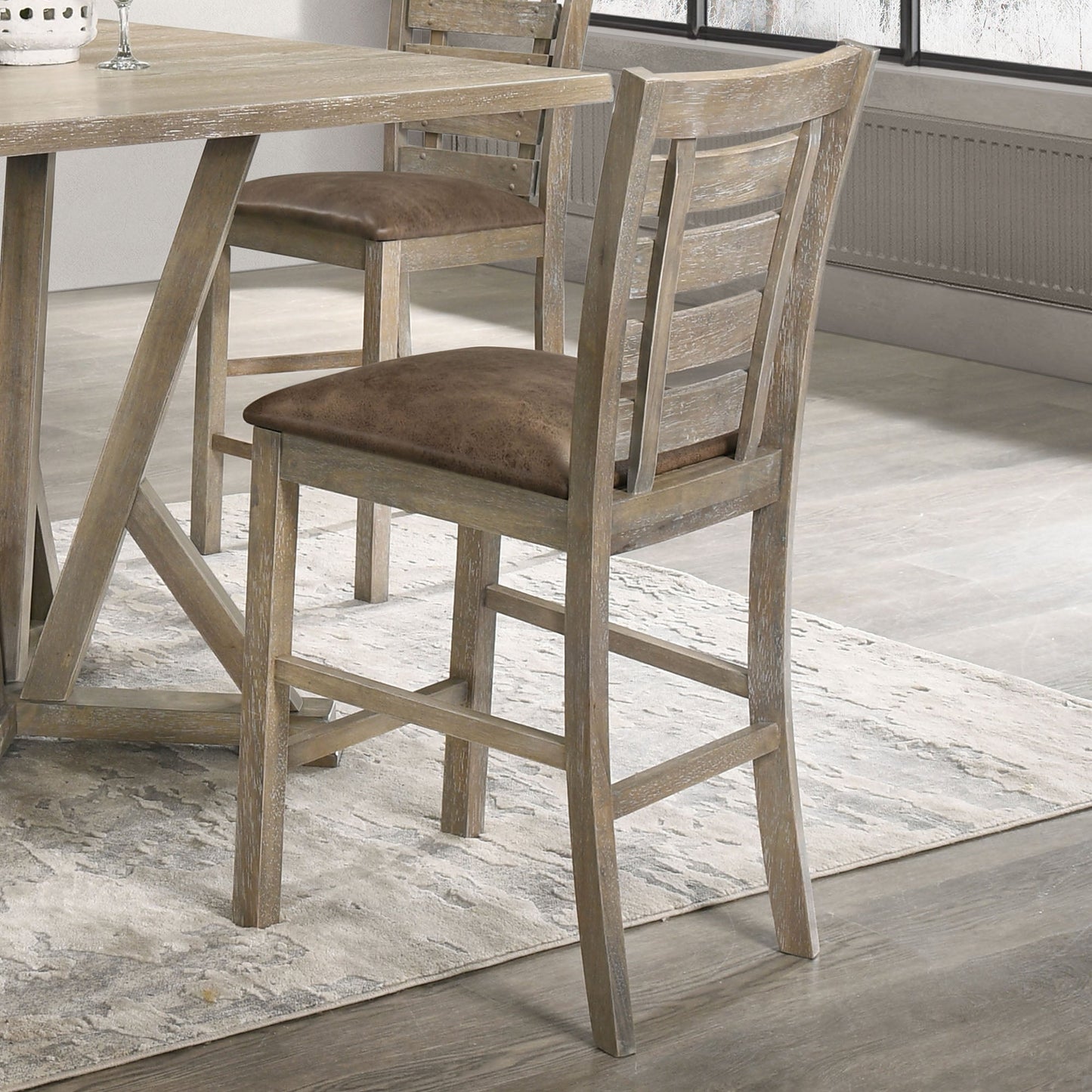French Country Ladderback Farmhouse Counter Stools – Set of 2
