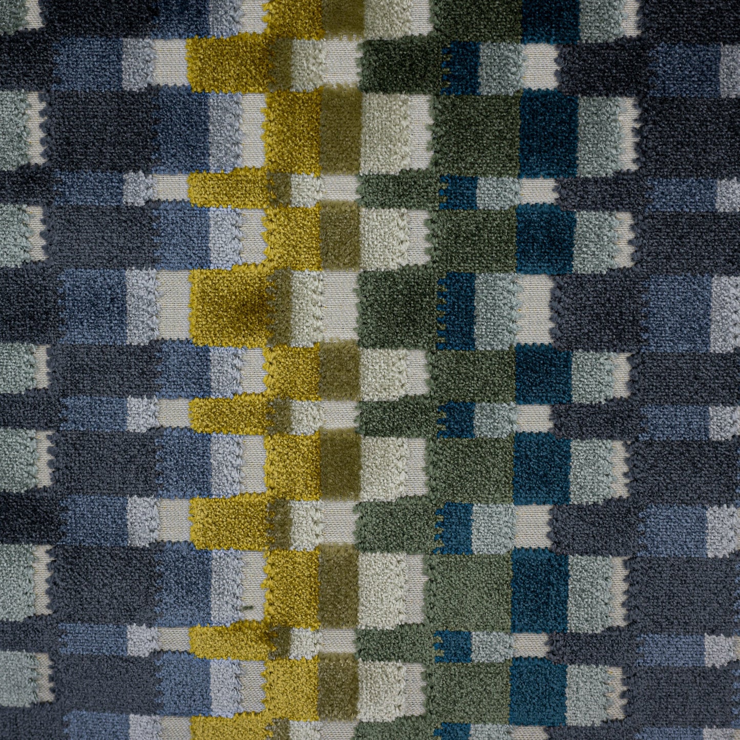 CUADRO - MULTICOLOR GEOMETRIC CUT VELVET UPHOLSTERY FABRIC BY THE YARD