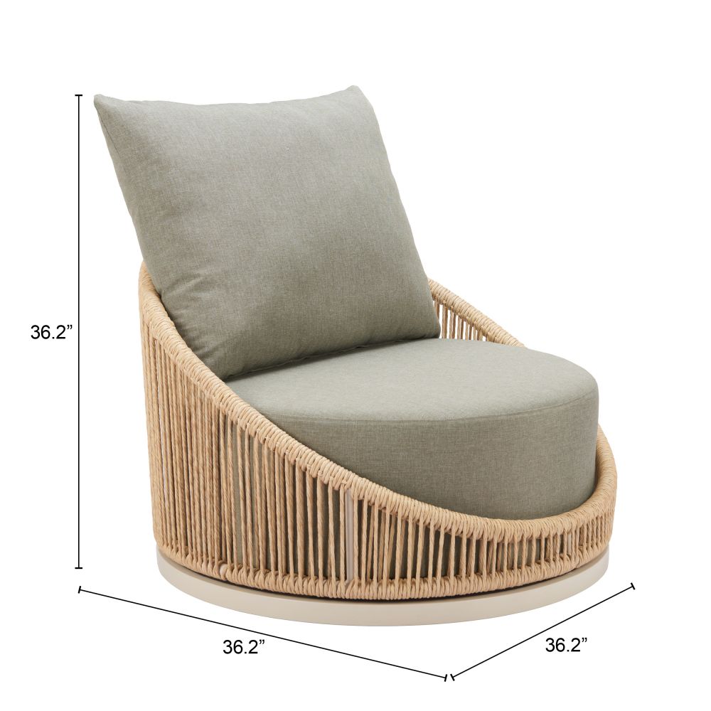 Cabana Olefin Fabric Swivel Outdoor Accent Chair