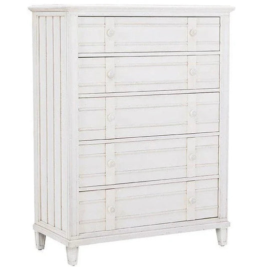 Cane Bay Five Drawer White Chest