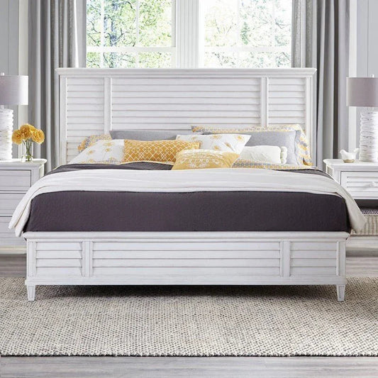 Cane Bay Louvered Wood Panel Bed