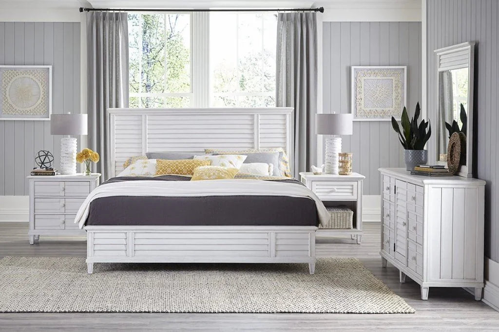 Cane Bay One Drawer White Nightstand with Basket