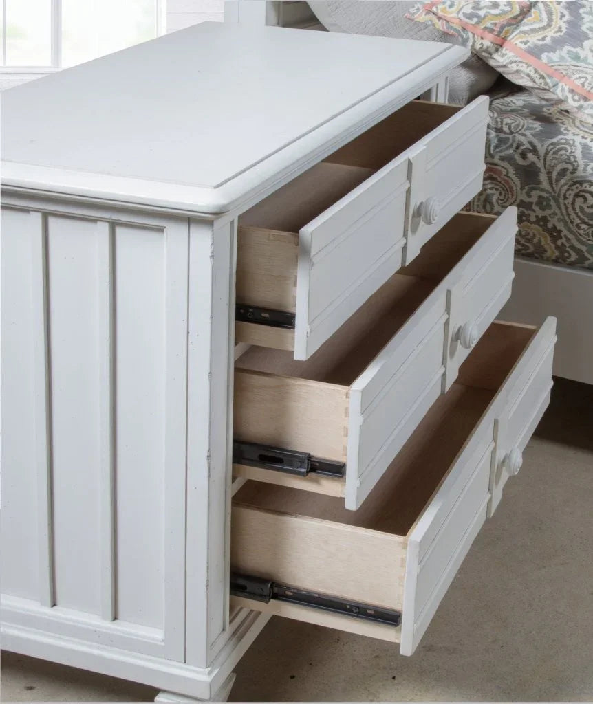 Cane Bay Three Drawer White Nightstand