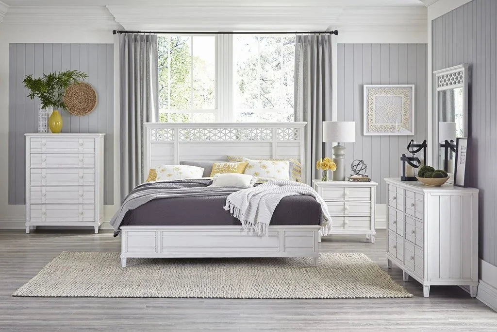 Cane Bay Three Drawer White Nightstand