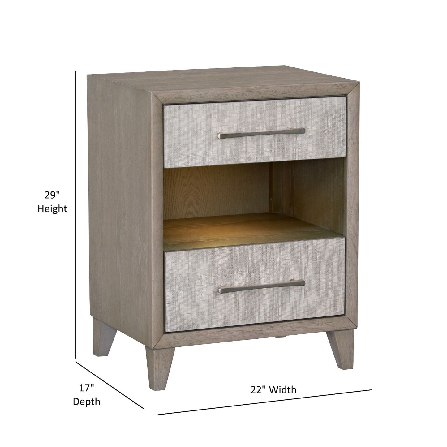 Cape Two Drawers Wood Nightstand 2PC