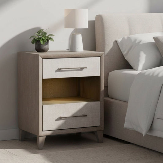 Cape Two Drawers Wood Nightstand