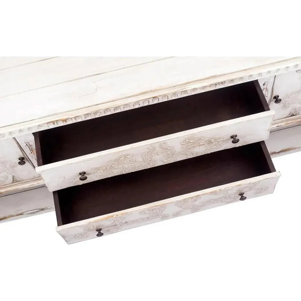 Bianca Carved Distressed White Sideboard