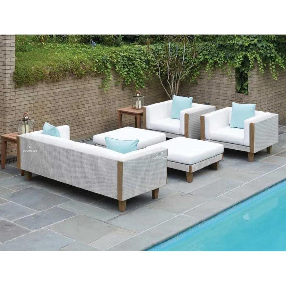 The Catalina Lloyd Loom Wicker Lounge 7-Piece Set - Luxury Sofa Chairs & Ottomans