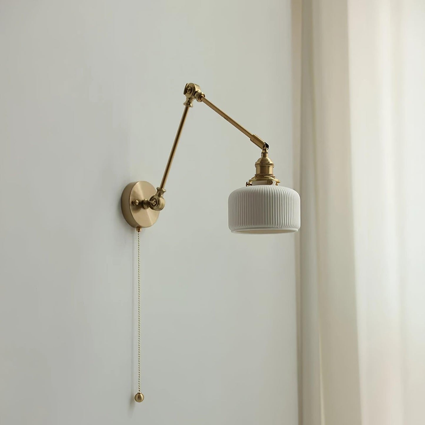 Ceramic Brass Retractable Arm Wall Light 4.7"