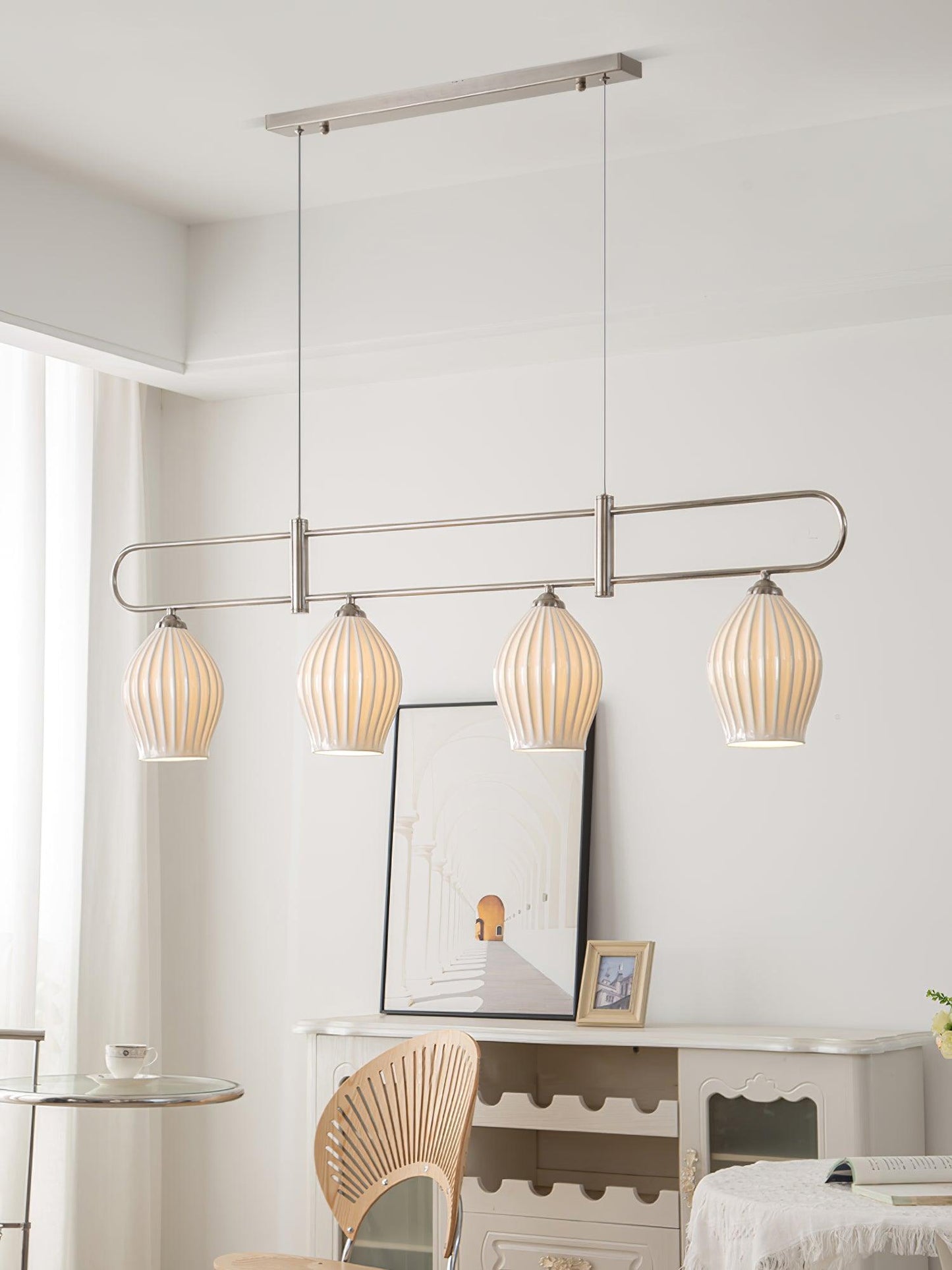 Ceramic Ribbed Pendnat Light