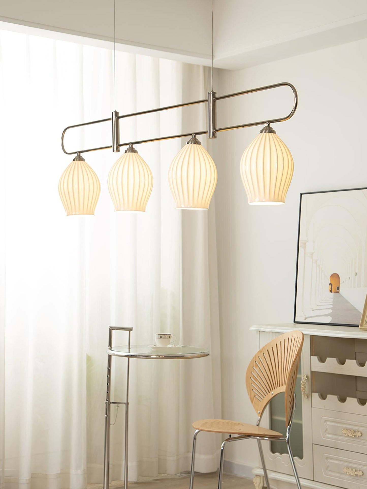 Ceramic Ribbed Pendnat Light