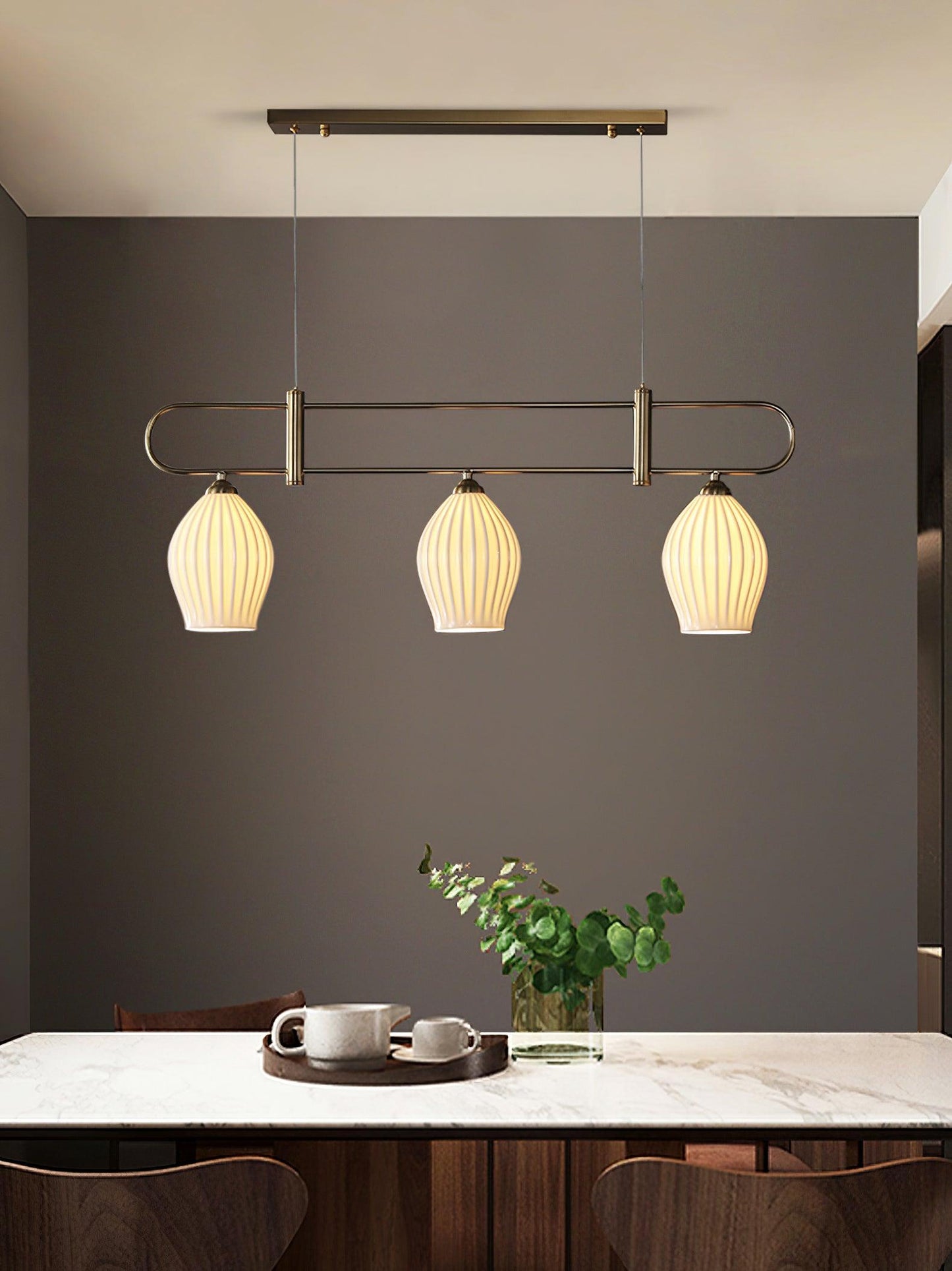 Ceramic Ribbed Pendnat Light