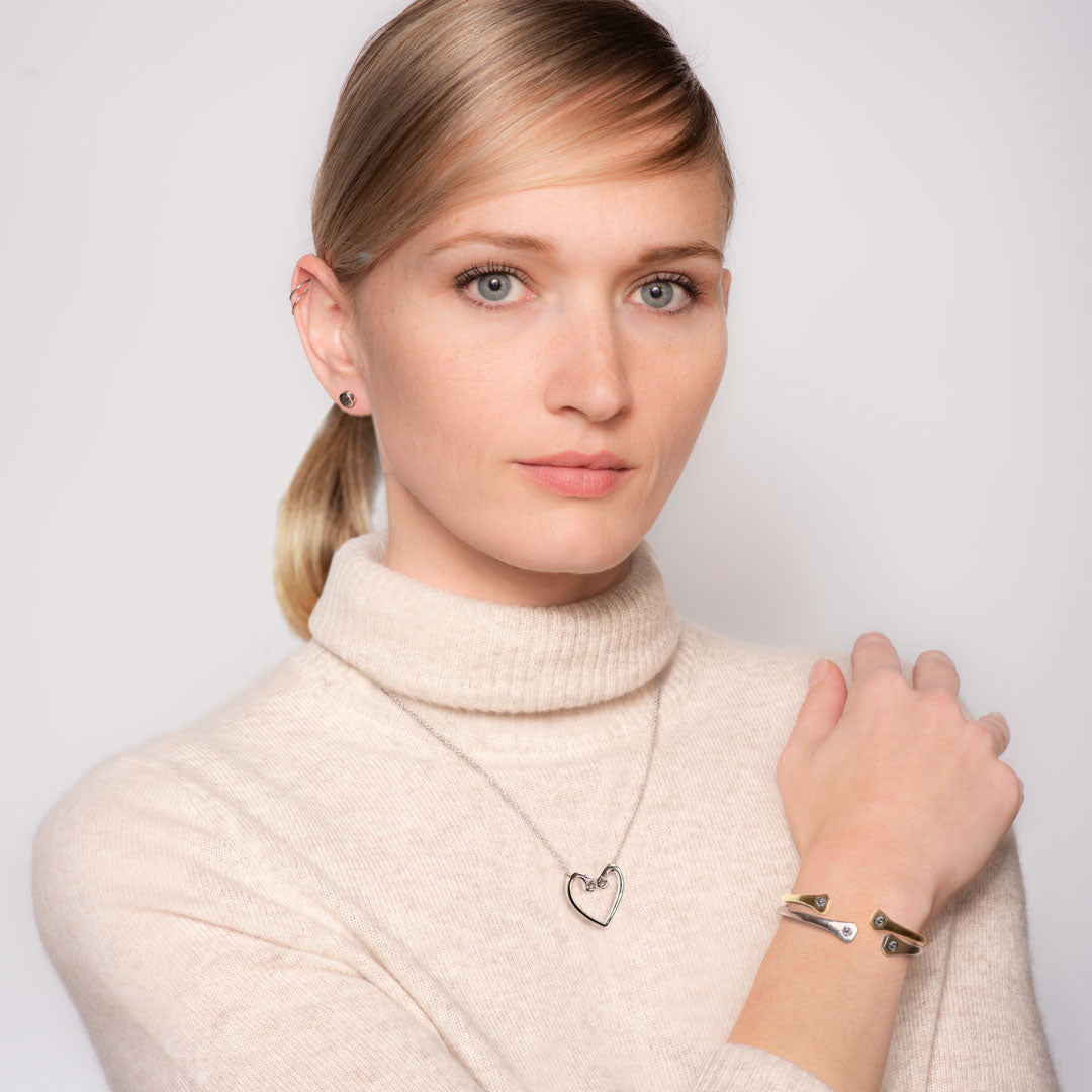 Charmed - Mossanite Equestrian Horseshoe Nail Head Necklace in Gold
