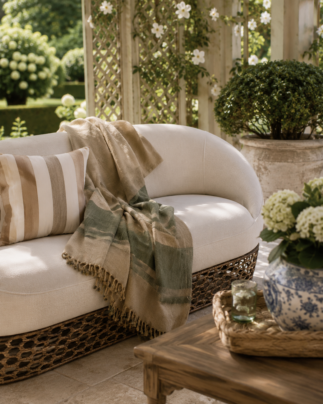 The Garden Pavilion Collection | Otavalo Handwoven Alpaca Throw – Tobacco, Olive & Khaki