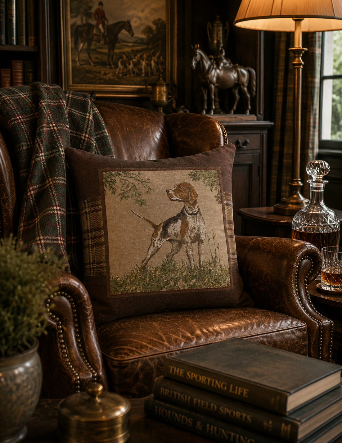 The Field & Hound French Pointer Tapestry Cushion