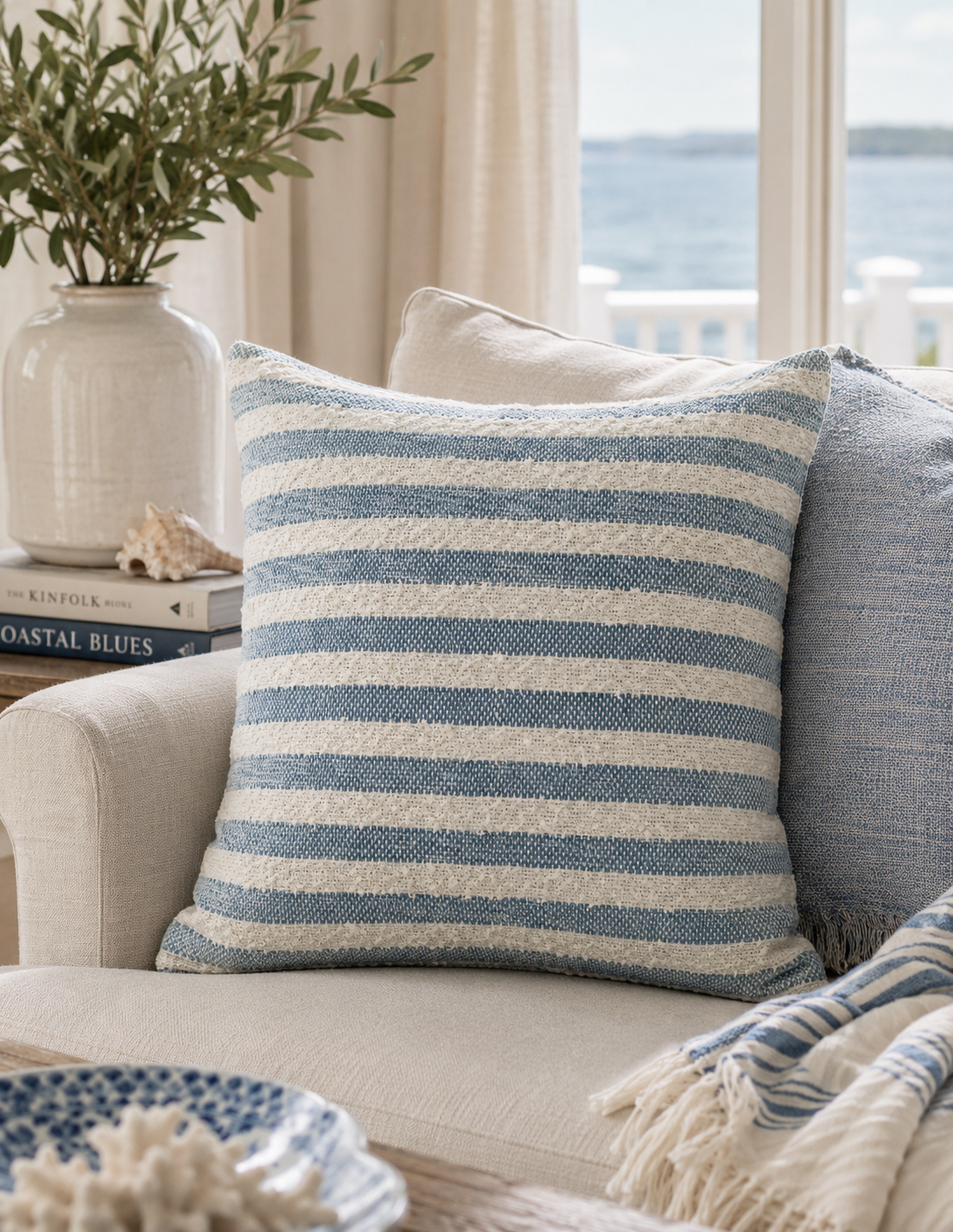 The Vibhsa Ombre Textured Stripe Cotton Throw Pillow