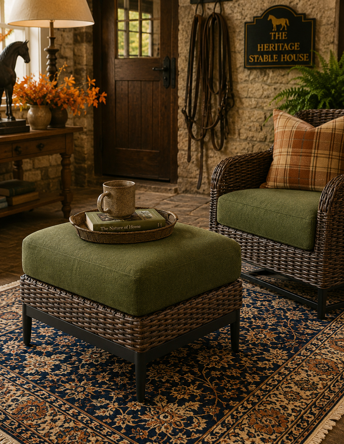 The Horizon Garden Woven Ottoman