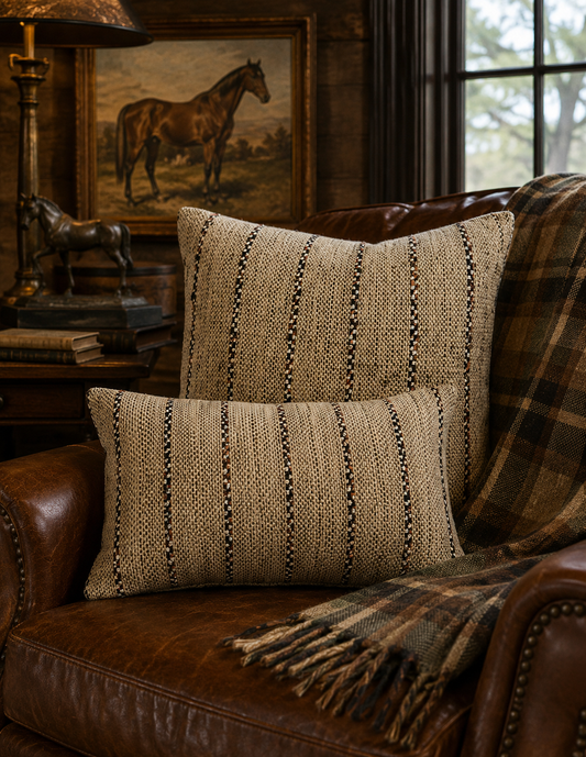 The Bridle Stripe Woven Cotton Pillow