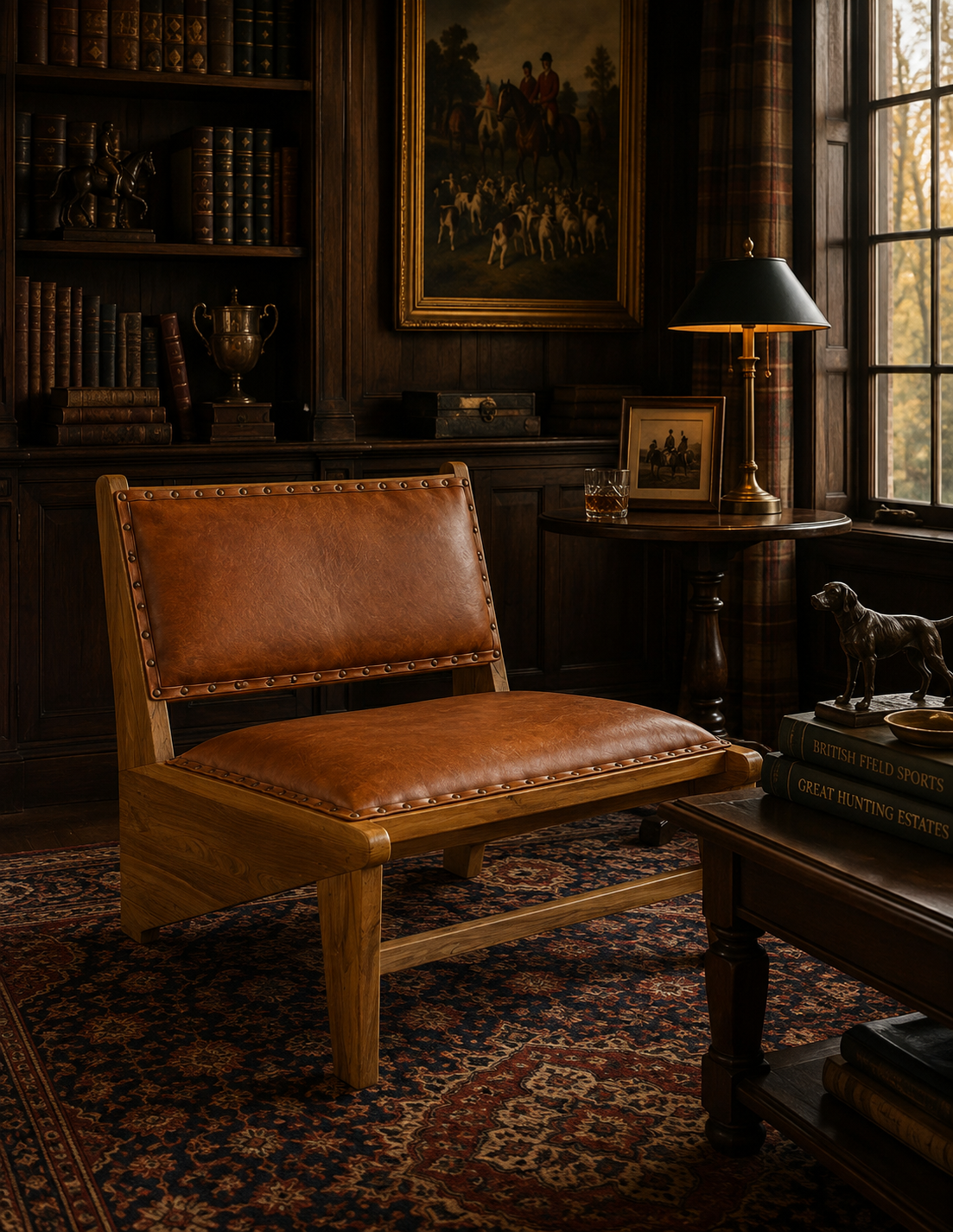 Talon Full-Grain Leather & Solid Wood Accent Chair