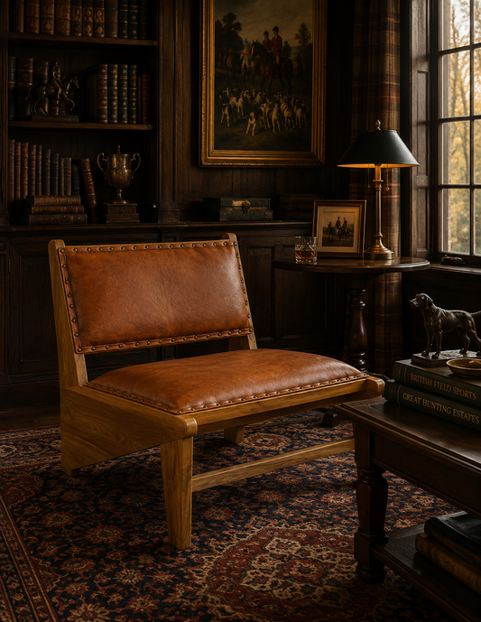 Talon Full-Grain Leather & Solid Wood Accent Chair